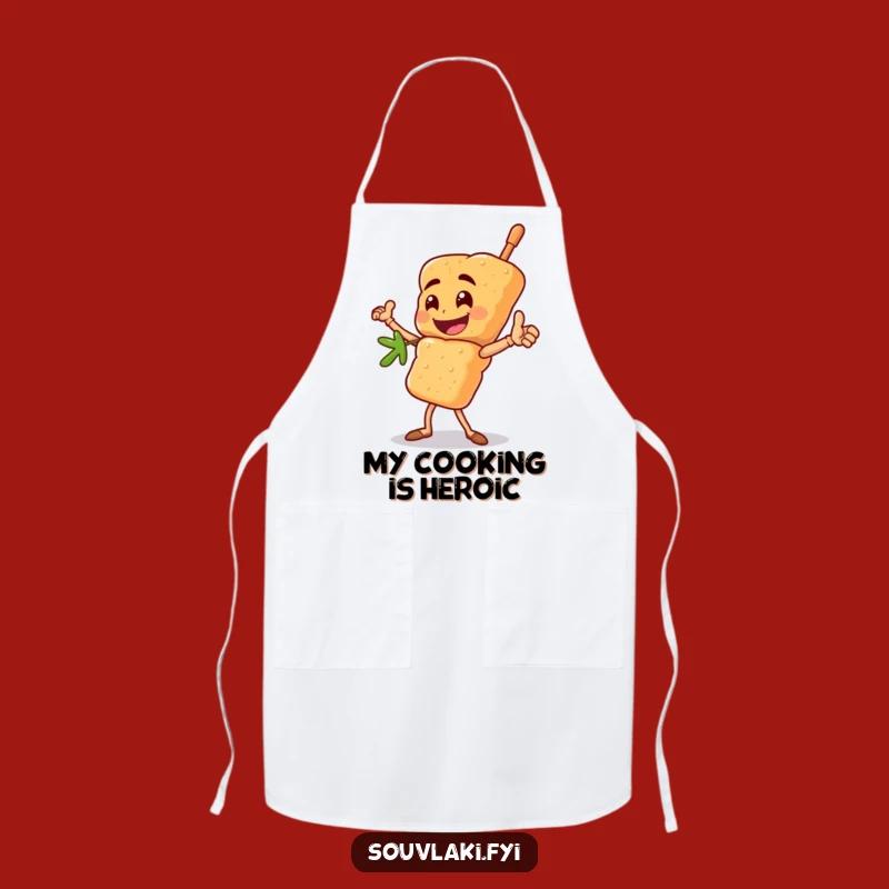 Funny Heroic Souvlaki Skewer Apron: Bold Chef Character Gift