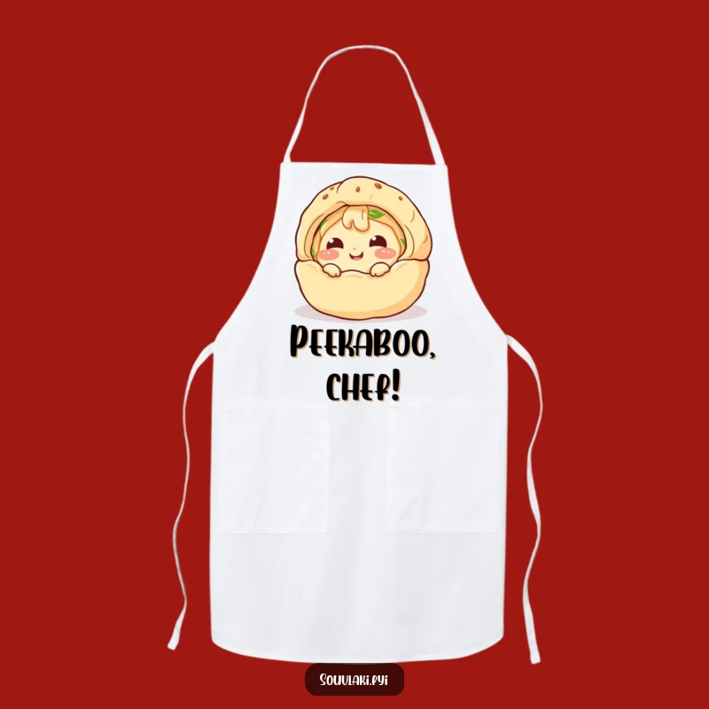 Funny Spanakopita Peek Apron: Giggling Chef Peeks, Hilarious Funny Gift