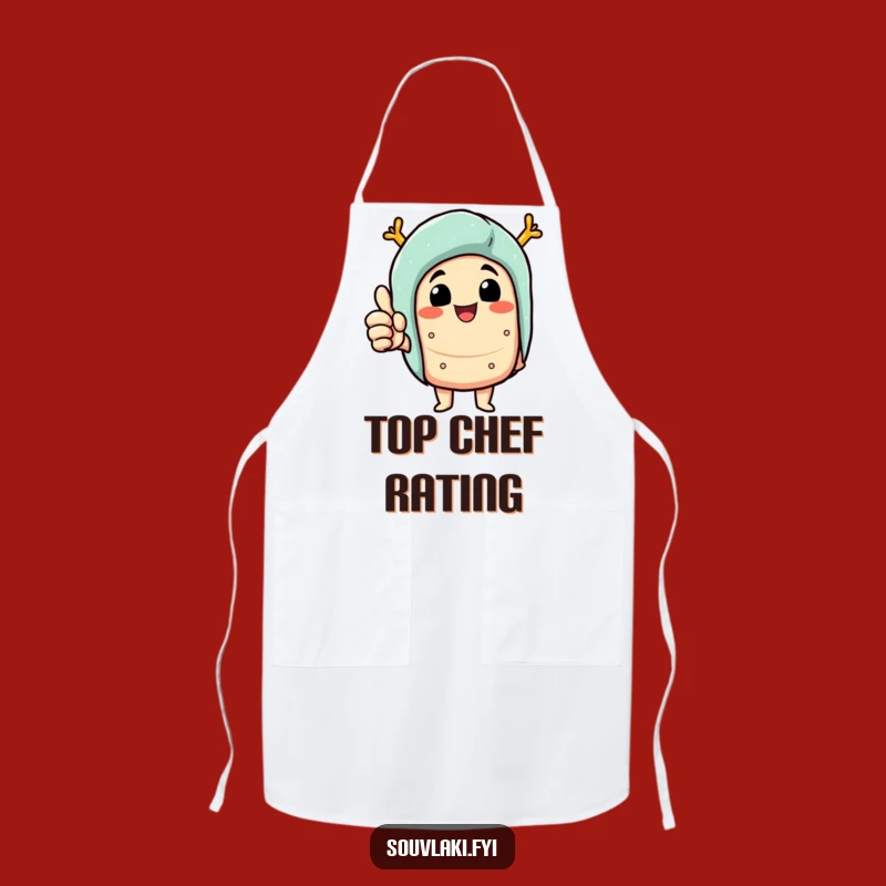 Funny Souvlaki Thumbs Up Apron: Delighted Chef Character - Humorous Kitchen Gift