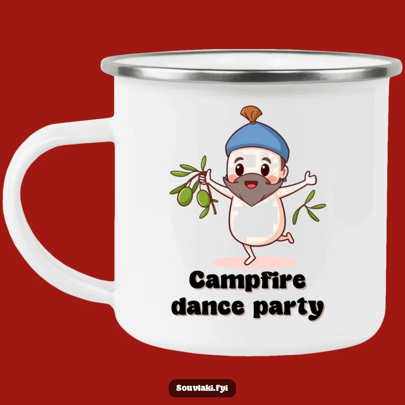 Funny Camping Mug: Dancing Souvlaki and Olive Branch Fun