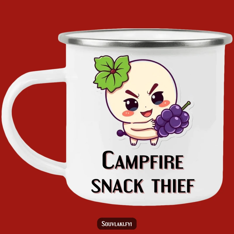 Funny Camping Mug: Mischievous Souvlaki and Grape Snacks