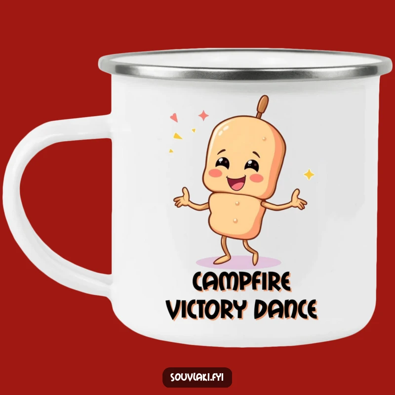 Funny Souvlaki Dance Camping Mug: Trailside Cheer with Skewer