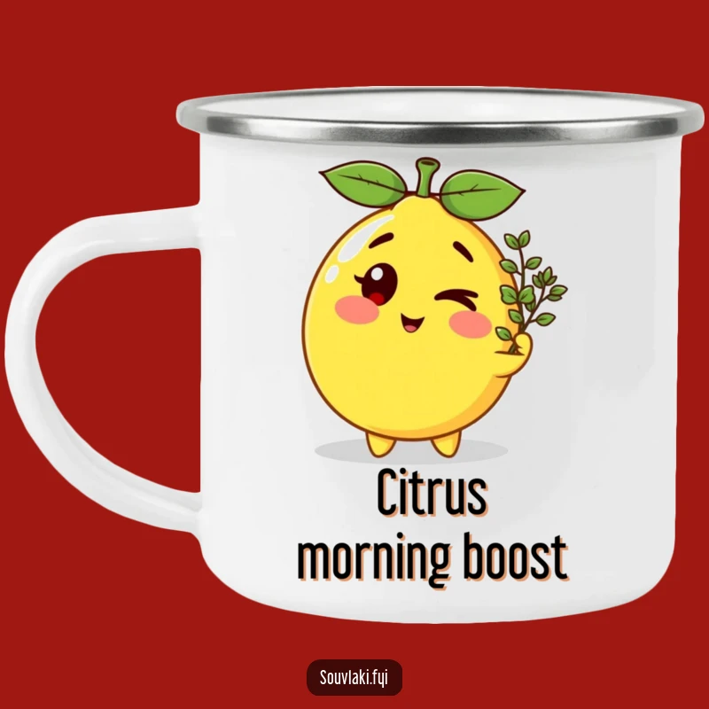 Funny Winking Lemon Camping Mug - Durable & Hilarious Outdoor Drinkware