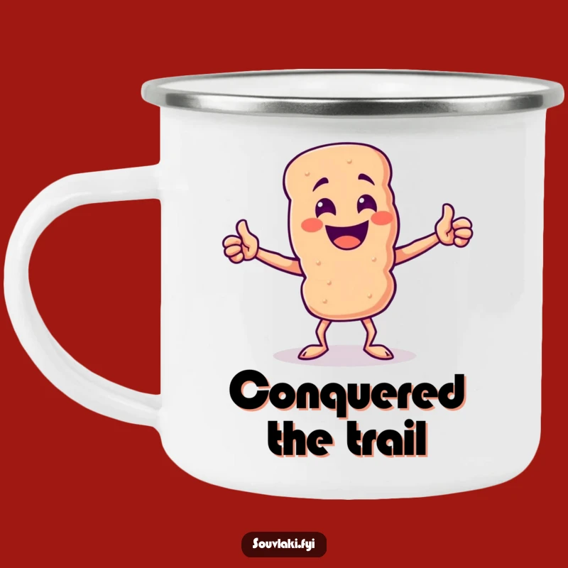 Funny Souvlaki Skewer Adventure Mug - Triumphant Pose Camp Funny Gift