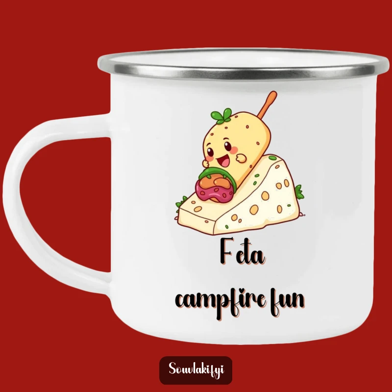 Funny Souvlaki Feta Camping Mug: Adventure with Cheesy Humor