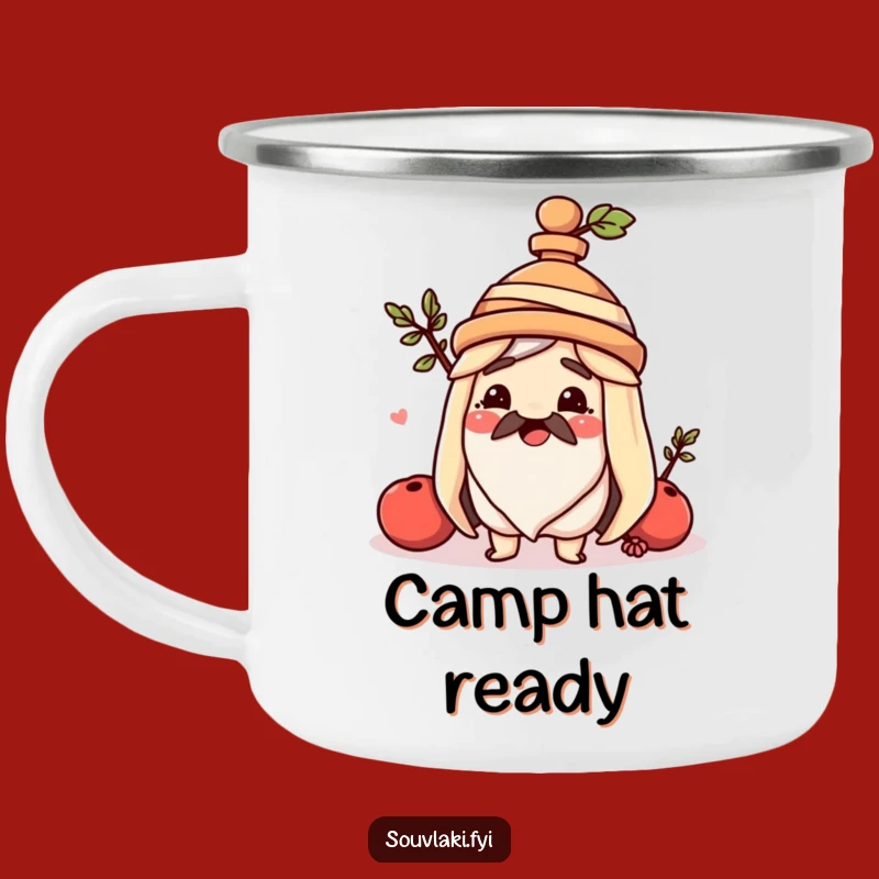 Funny Souvlaki Amphora Hat Camping Mug: Greek Charm for Outdoor Sips