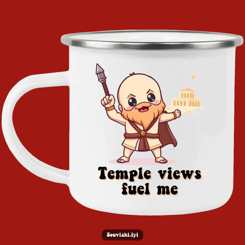 Funny Souvlaki Temple Camping Mug - Heroic Greek Food Cup, Outdoor Adventure Gift