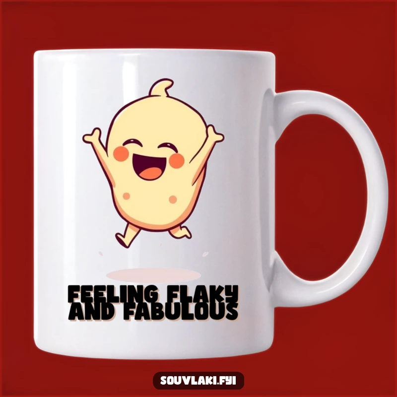 Funny Spanakopita Mug: Laughing Greek Pastry Mid-Leap Gift!