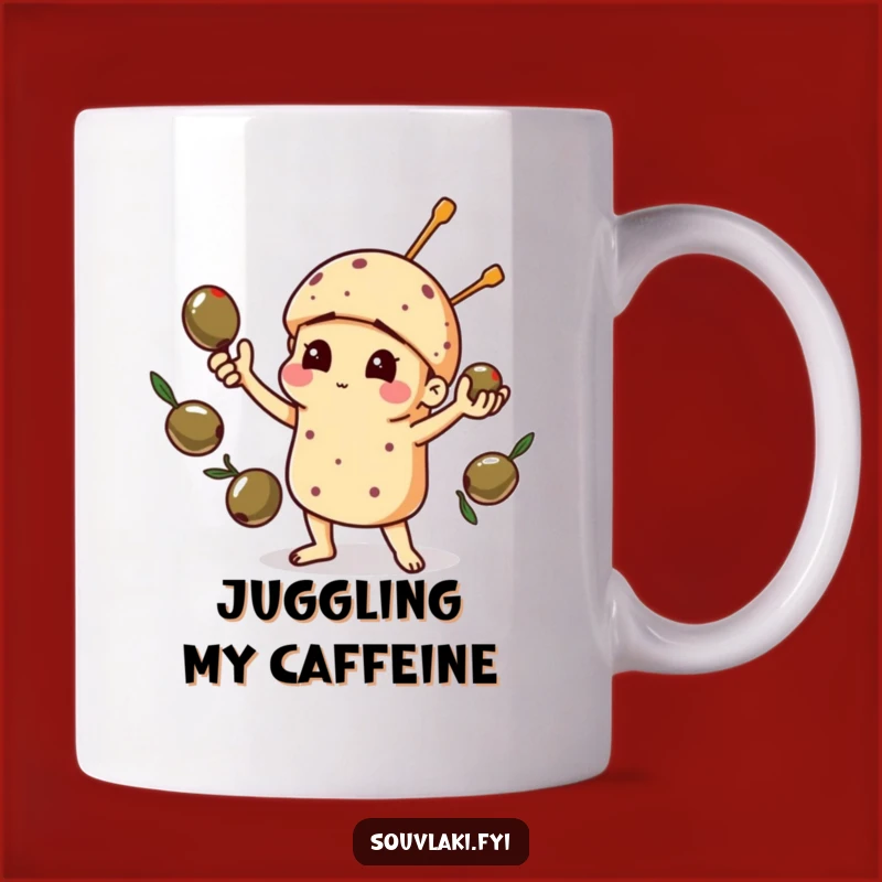 Funny Juggling Souvlaki Mug: Hilarious Olive Chaos Gift
