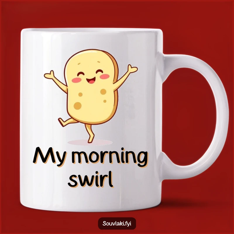 Funny Pita Pirouette Mug - Graceful Wobbly Bread Character Gift