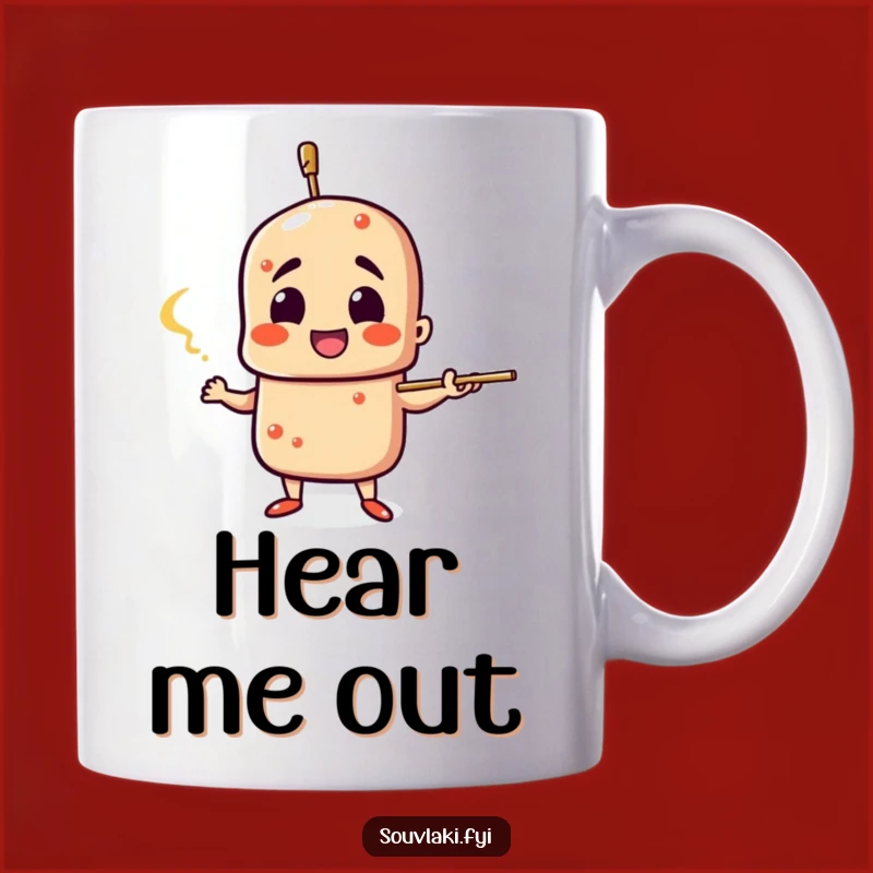 Funny Souvlaki Gesture Mug: Dramatic Skewer Character, Perfect Humorous Gift