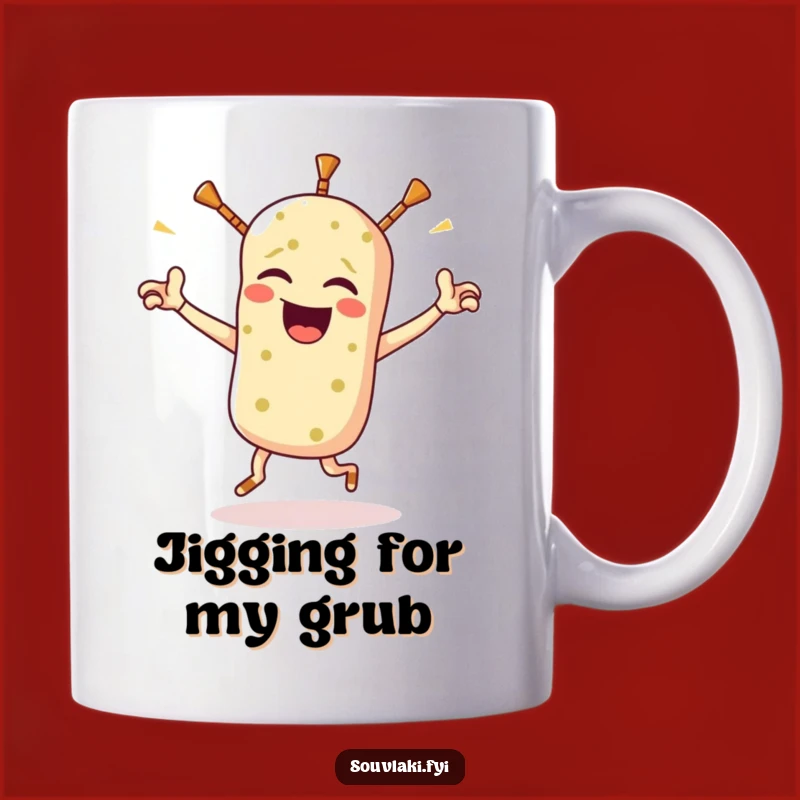 Funny Souvlaki Jig Mug - Hilarious Greek Food Cartoon, Perfect Gift for Foodies