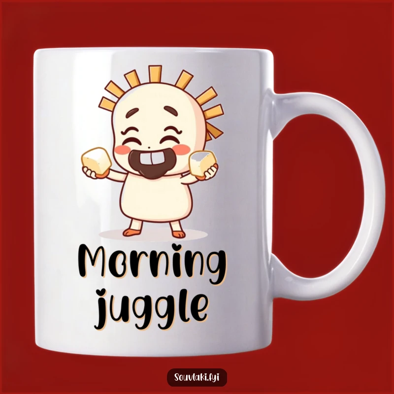 Funny Souvlaki Juggling Feta Mug - Grinning Skewer Chef Gift