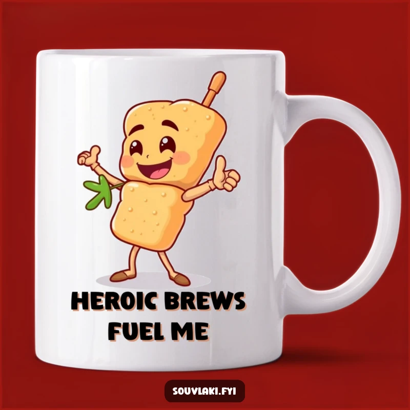 Funny Heroic Souvlaki Skewer Mug: A Bold Character Gift for Food Lovers