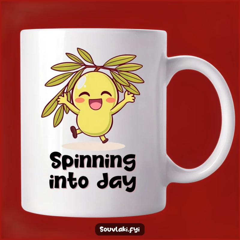Funny Olive Spin Mug: Delighted Character, Joyful Gift Idea
