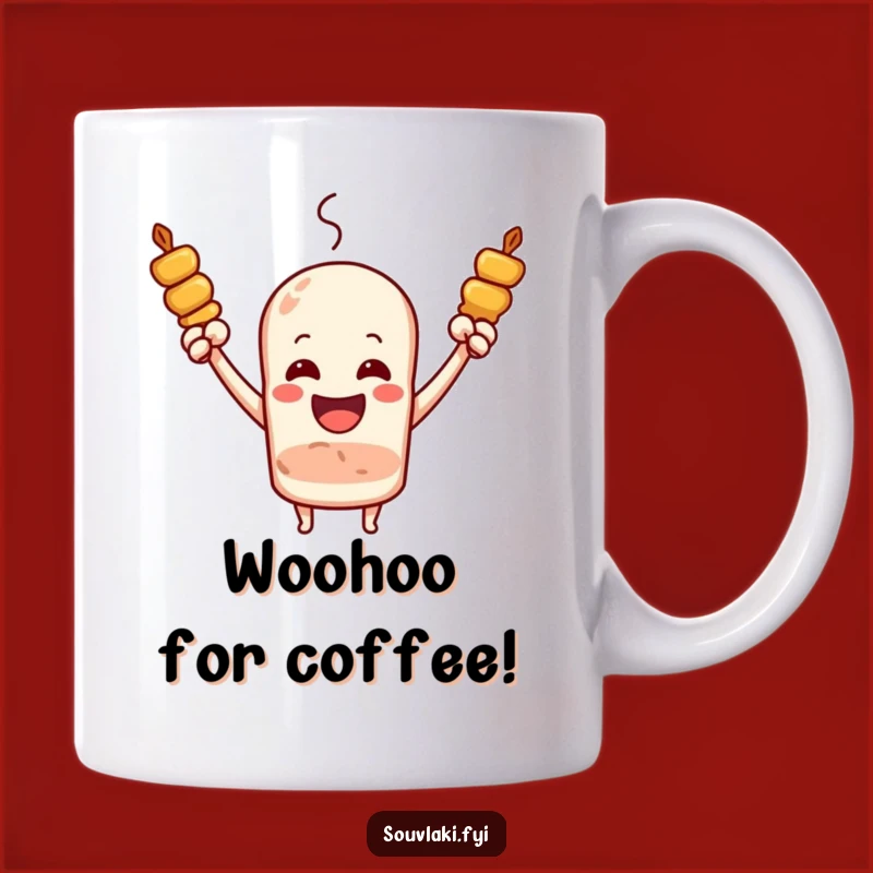 Funny Souvlaki Skewer Cheering Mug - Joyous Arms Raised Funny Gift for Fans