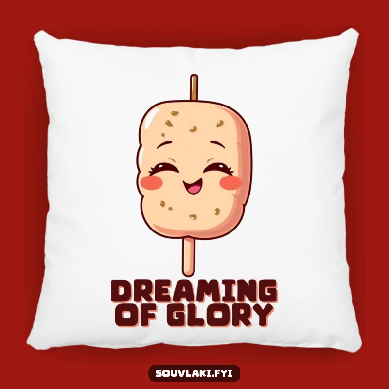 Funny Souvlaki Pride Pillow - Cozy Beaming Skewer Character Cushion