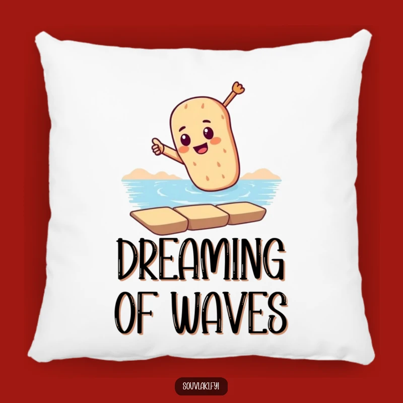 Funny Dramatic Souvlaki Pillow: Cozy Comfort with Seaside Vibes