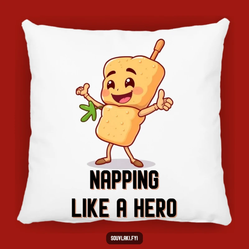 Funny Heroic Souvlaki Skewer Pillow: Comforting Character Gift