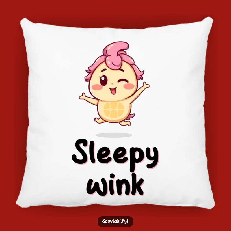 Funny Souvlaki Wink Pillow: Comfy Skewer Hopper, Perfect Humorous Accent