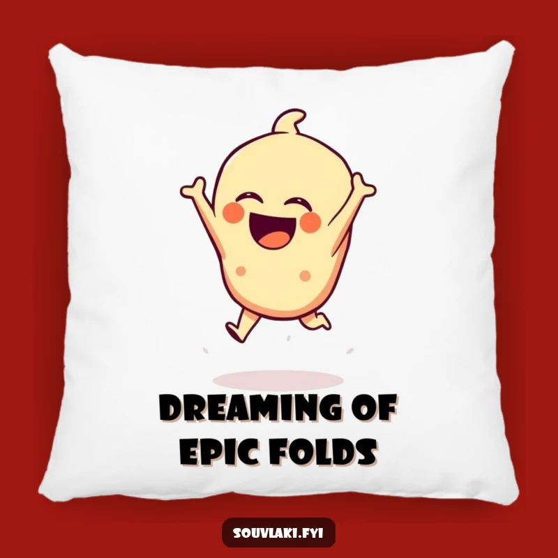 Funny Spanakopita Pillow: Cozy Laughter from a Leaping Treat!