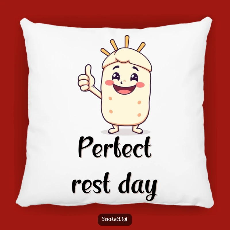 Funny Souvlaki Thumbs Up Pillow - Cozy Happy Skewer Character Cushion