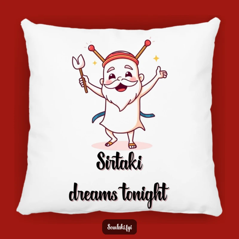 Cozy Funny Souvlaki Pillow: Dancing Sirtaki Cushion, Perfect Greek Gift!