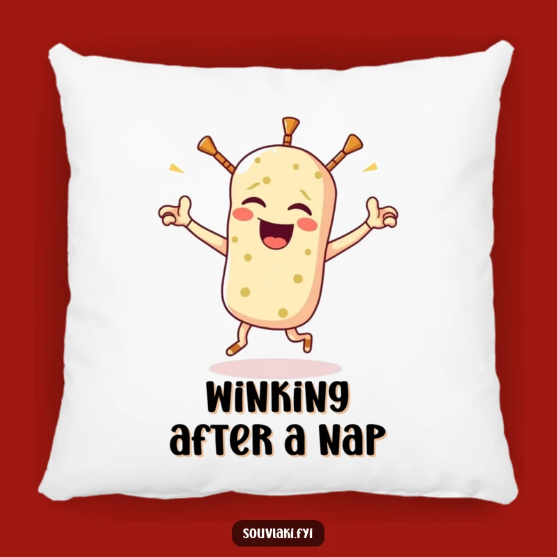 Funny Souvlaki Jig Pillow - Soft Greek Food Cartoon Cushion, Adorable Gift
