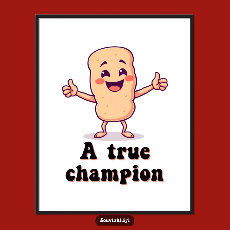 Funny Souvlaki Skewer Victory Digital Art - Triumphant Pose Decor, Funny Gift