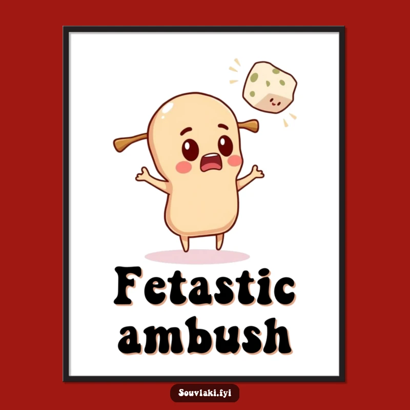 Funny Digital Art: Surprised Souvlaki Print for Feta Fans