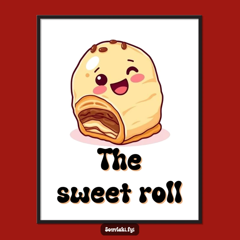 Funny Baklava Roll Digital Art: Nutty Treat Rolls Downhill, Downloadable Funny Gift