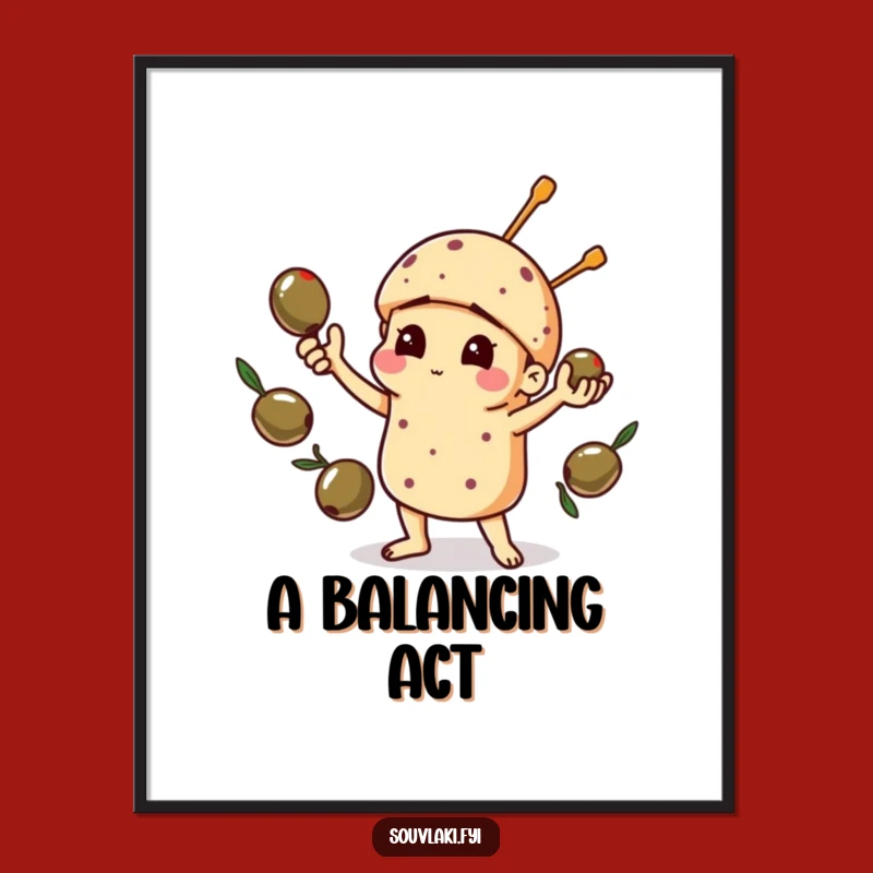 Funny Juggling Souvlaki Digital Art: Instant Kitchen Comedy for Your Walls