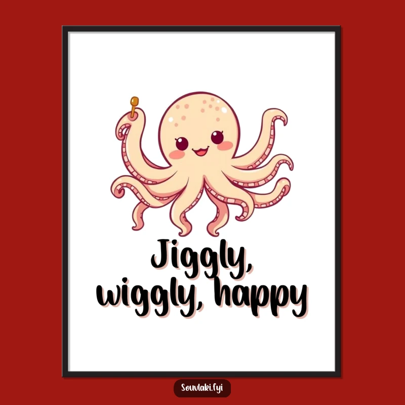 Funny Octopus Skewer Digital Art: Jiggling Character Printable Gift