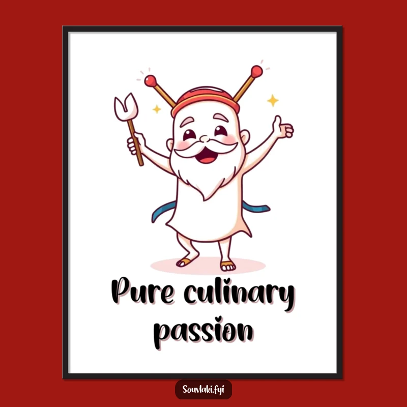 Funny Souvlaki Digital Art: Dancing Sirtaki Printable Decor, Instant Greek Gift!