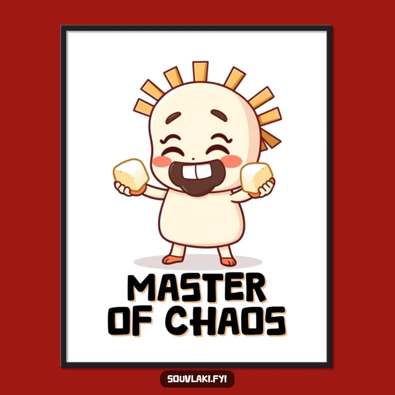 Funny Souvlaki Feta Juggling Digital Print - Grinning Skewer Art