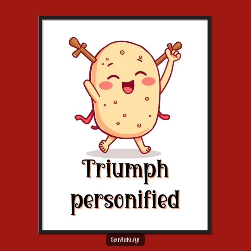 Funny Souvlaki Jig Digital Print: Winking Greek Food Art for Instant Joy