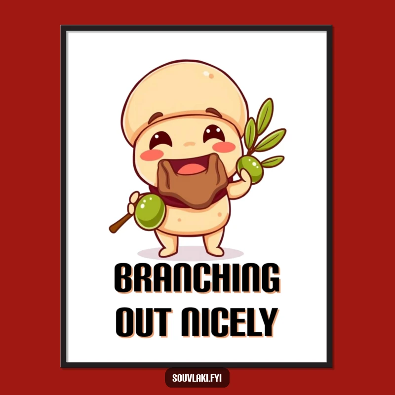 Funny Souvlaki Olive Branch Digital Print: Instant Greek Humor for Your Space