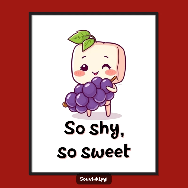 Funny Souvlaki Skewer Shy Offer Digital Art - Blushing Decor, Sweet Funny Gift