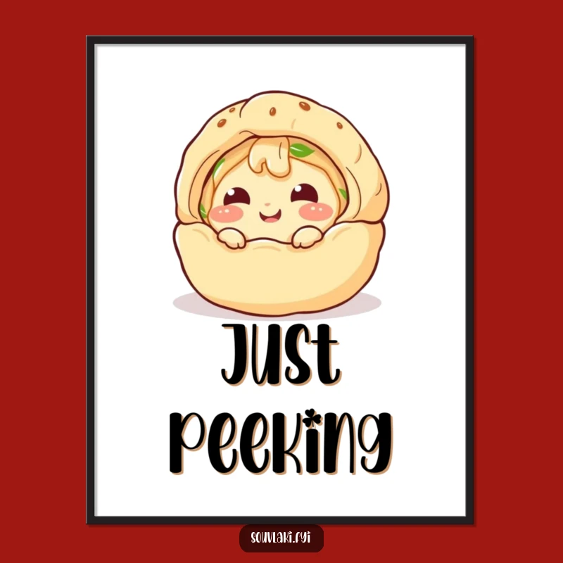 Funny Spanakopita Peek Digital Art: Giggling Pastry Peeks, Downloadable Funny Gift