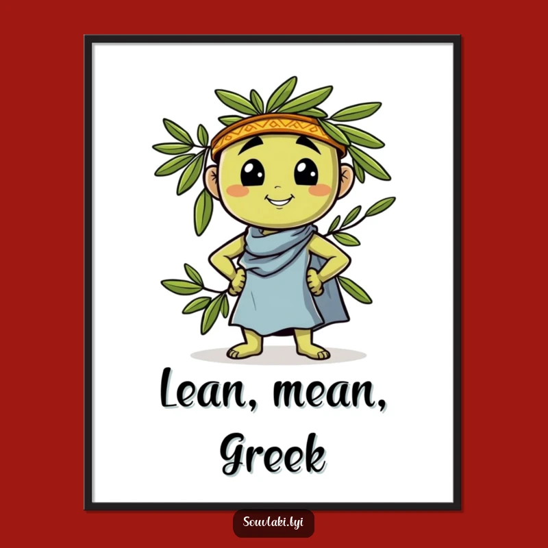 Funny Greek Olive Pose Digital Art: Confident Olive Adds Flair, High-Quality Funny Gift