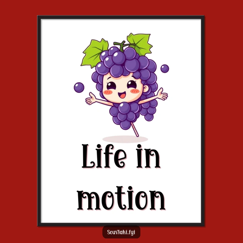 Funny Grape Bunch Digital Art: Juggling Character Grapes Print, Instant Humor!
