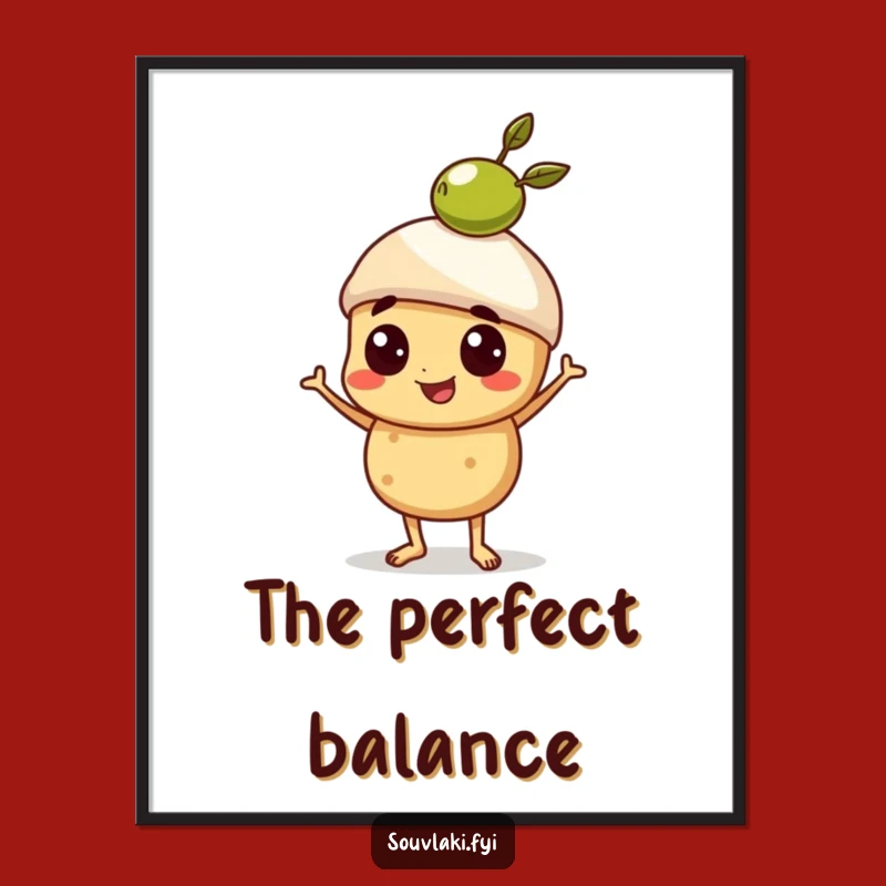Funny Souvlaki Olive Balance Digital Print - Proud Skewer Art