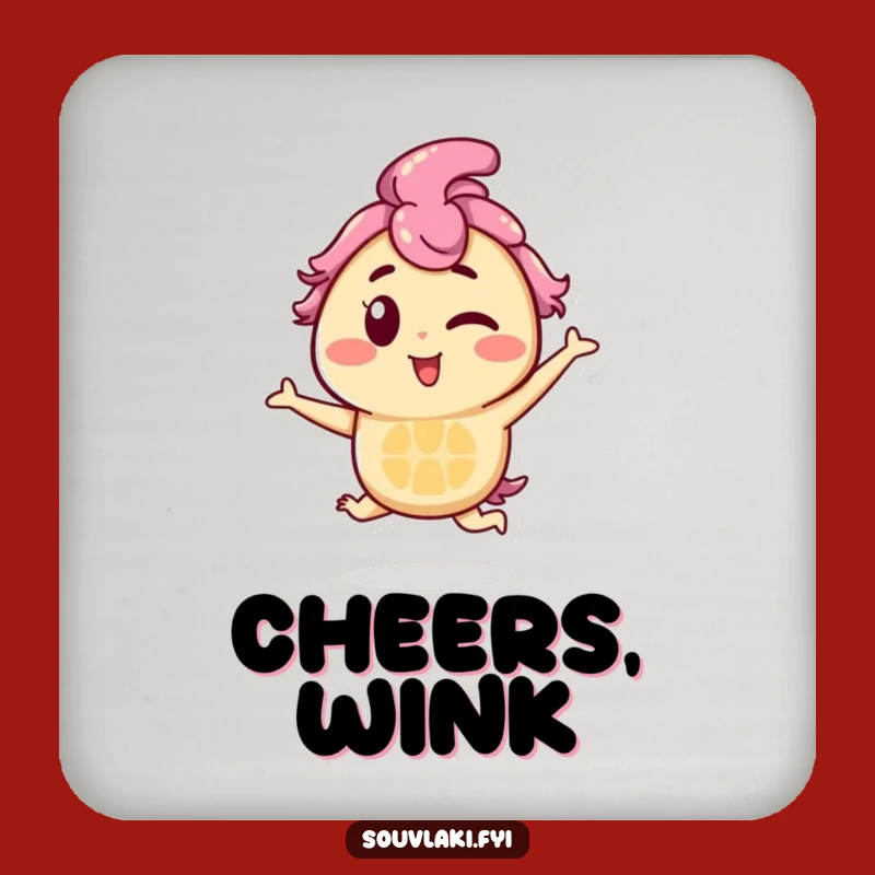 Funny Souvlaki Wink Coaster: Hopper Skewer, Witty Drink Protector Gift