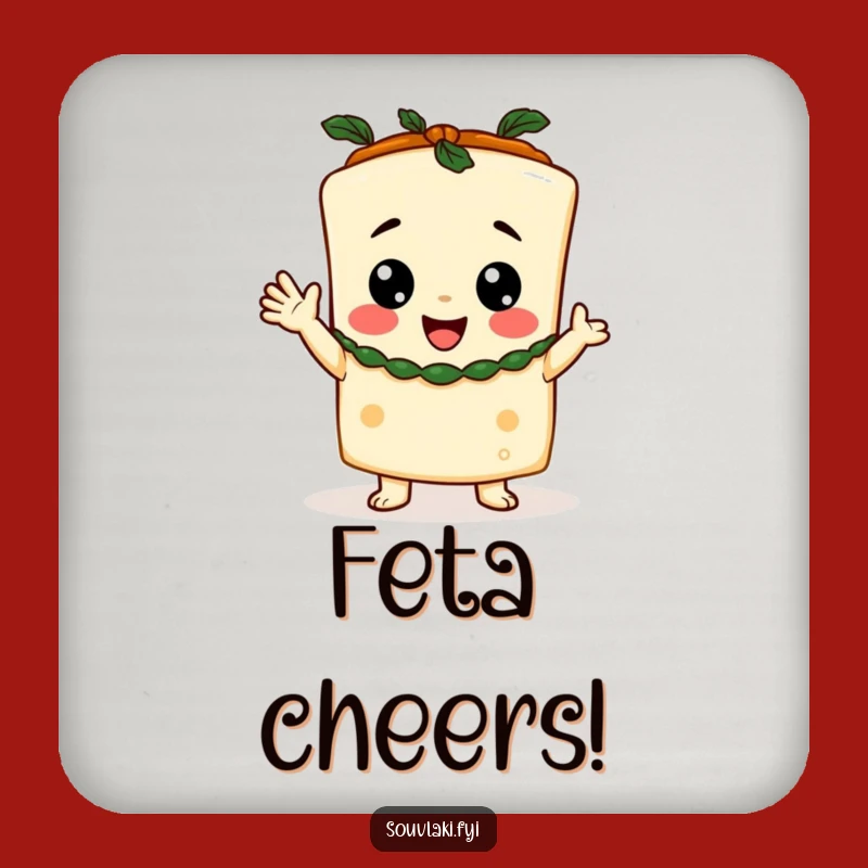 Funny Feta Cheese Toga Coaster - Happy Greek Cheer Protector