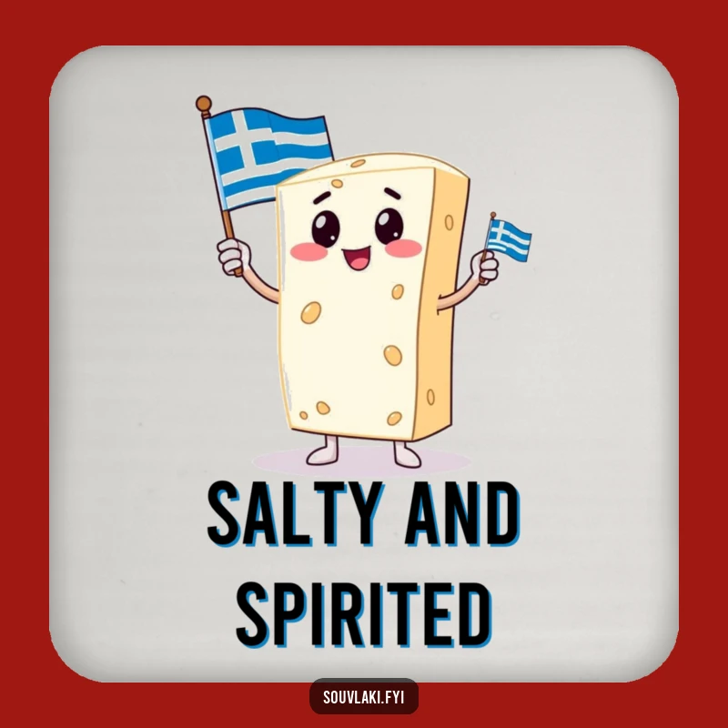 Funny Feta Cheese Coaster: Protect Surfaces with Greek Flair