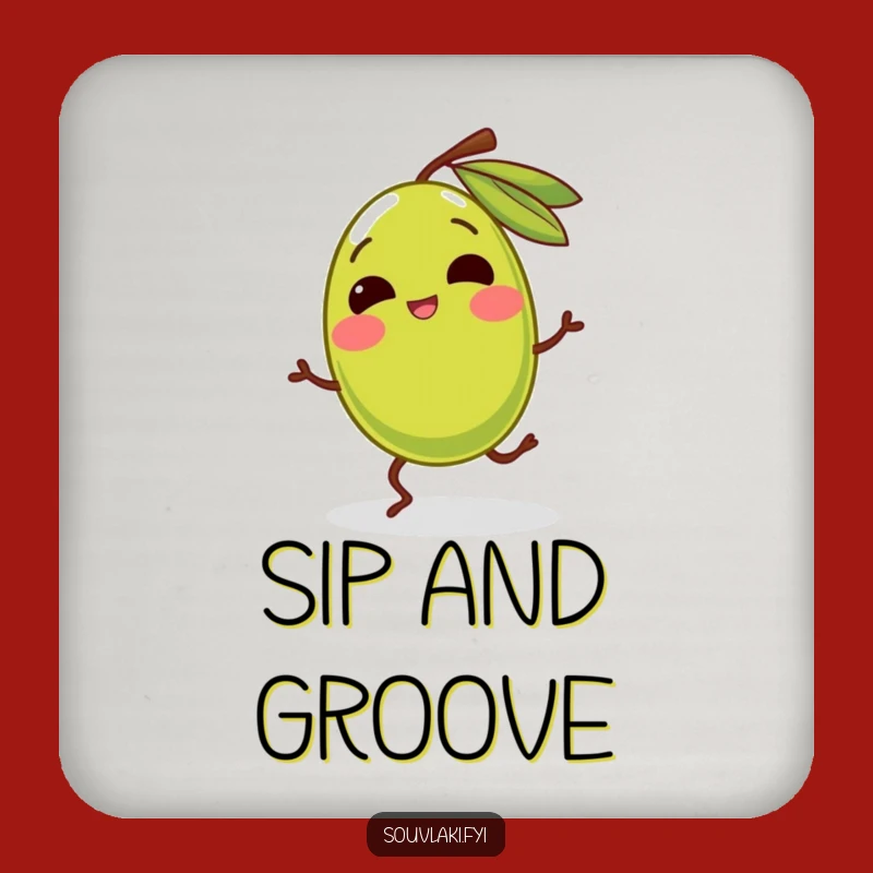 Funny Giggling Olive Coaster - Protect Surfaces with Humor Gift