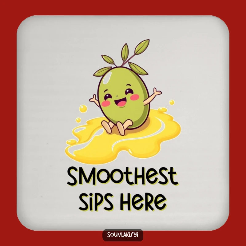 Funny Olive Oil Slide Drink Coaster - Protect Surfaces with Humor, Great Funny Gift!