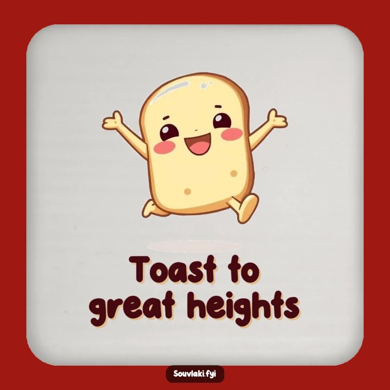 Funny Pita Bread Coaster: Smiling Character Joyful Leap, Protect Surfaces with Humor!