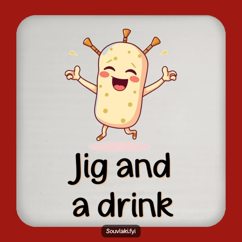 Funny Souvlaki Jig Coaster - Greek Food Cartoon Drink Accessory, Small Gift