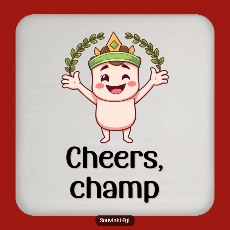 Funny Souvlaki Laurel Wreath Drink Coaster - Protect Furniture with Victory